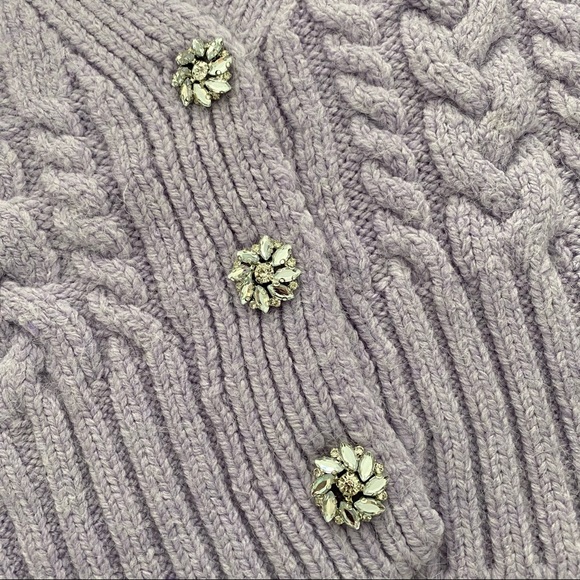 Zara Jewel Button cable knit cardigan purple small - Picture 6 of 10